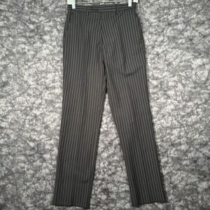 Ferrecci Mens Flat Front Dress Pants 28x29 Black White Pinstripe Slim Fit E206-2